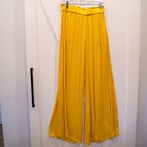 Zara Silky Palazzo Wide Leg Pants- Sunflower Yellow- Small